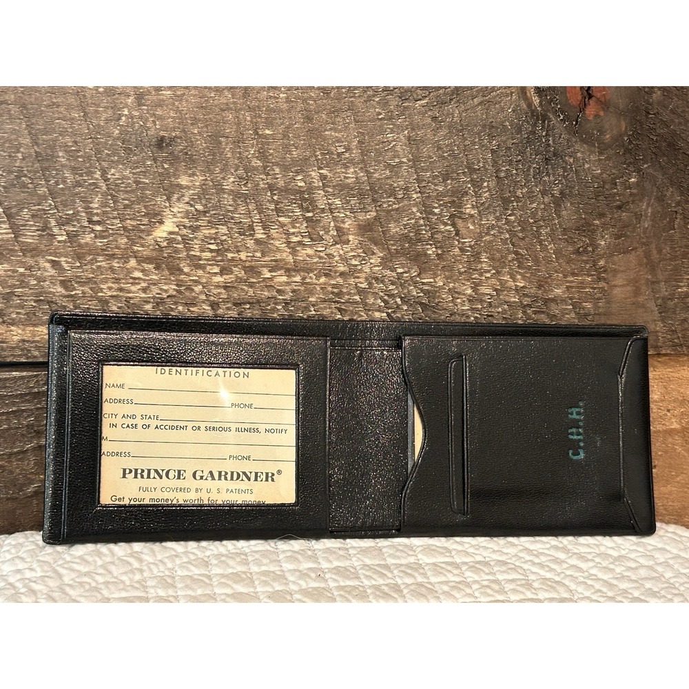 Prince Gardner Banker Men's Leather Bifold Wallet Banker Top Grain Cowhide Black